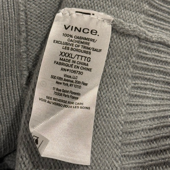 VINCE Cashmere Shrunken Button Cardigan Sweater Seastone Size XXXL NEW - Picture 8 of 8